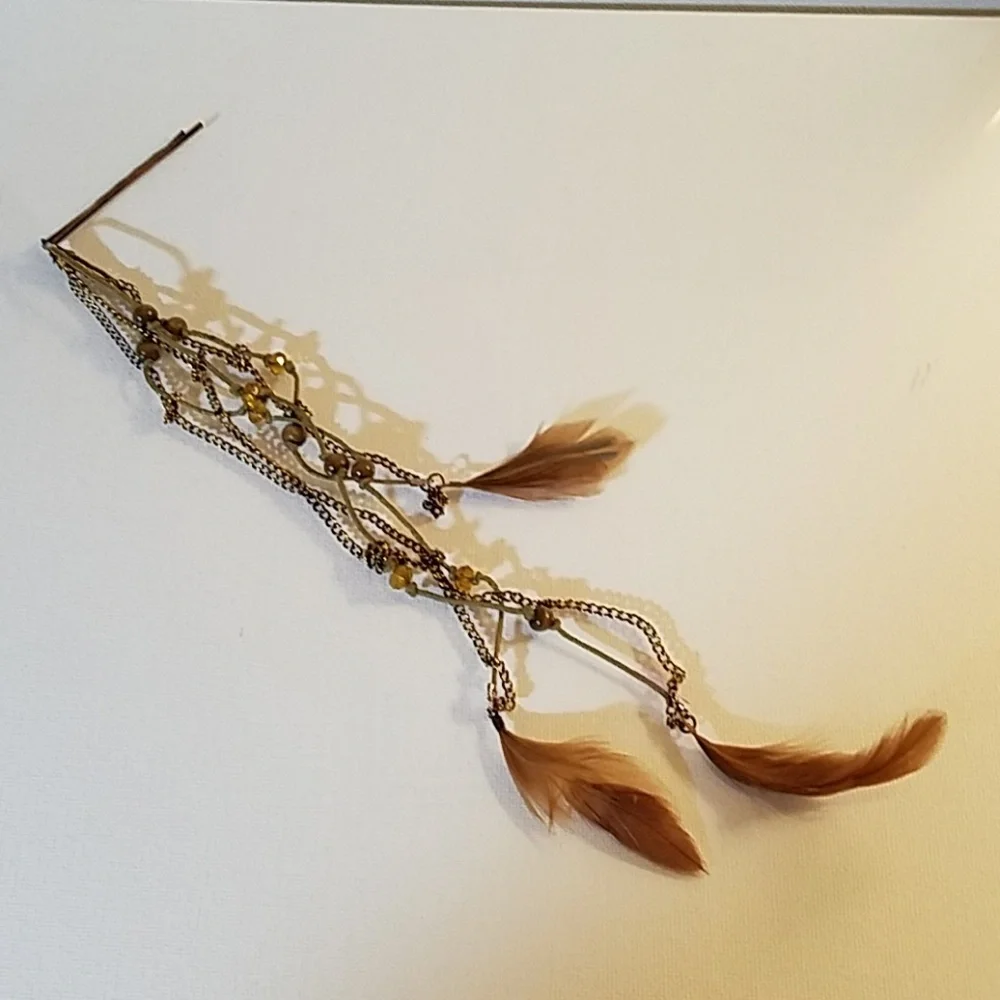 Feather Beaded Hair Accent Jewelry